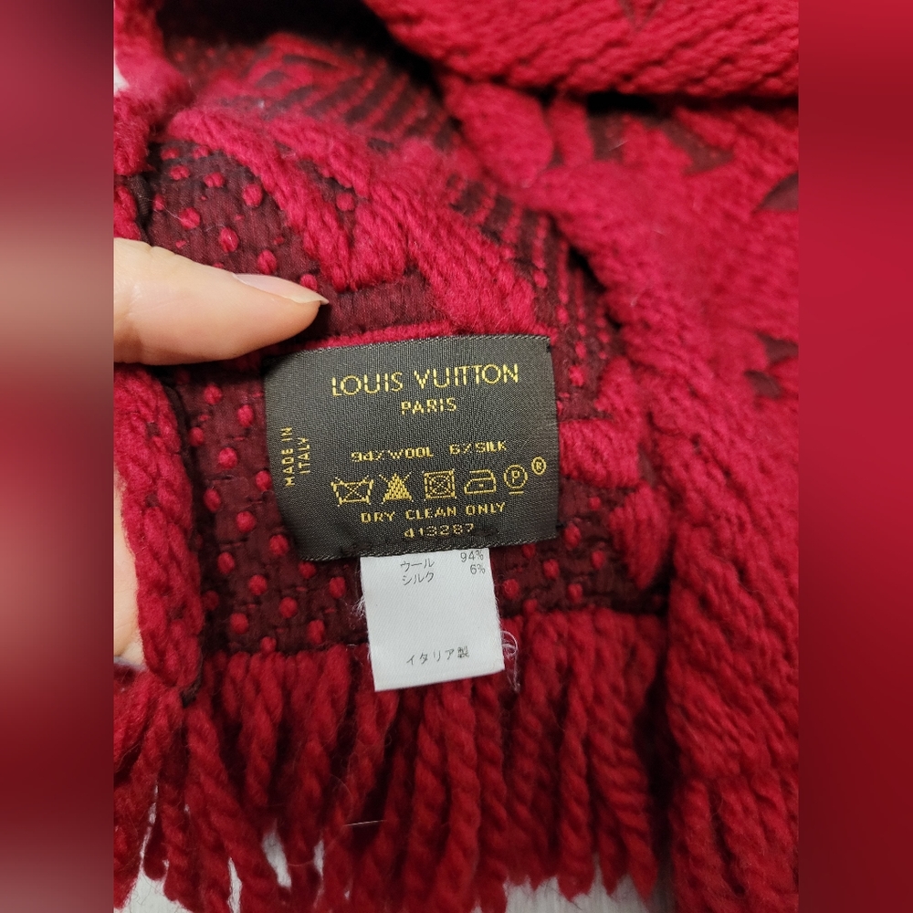 Louis Vuitton logomania scarf in wool & silk - Picture 4 of 6